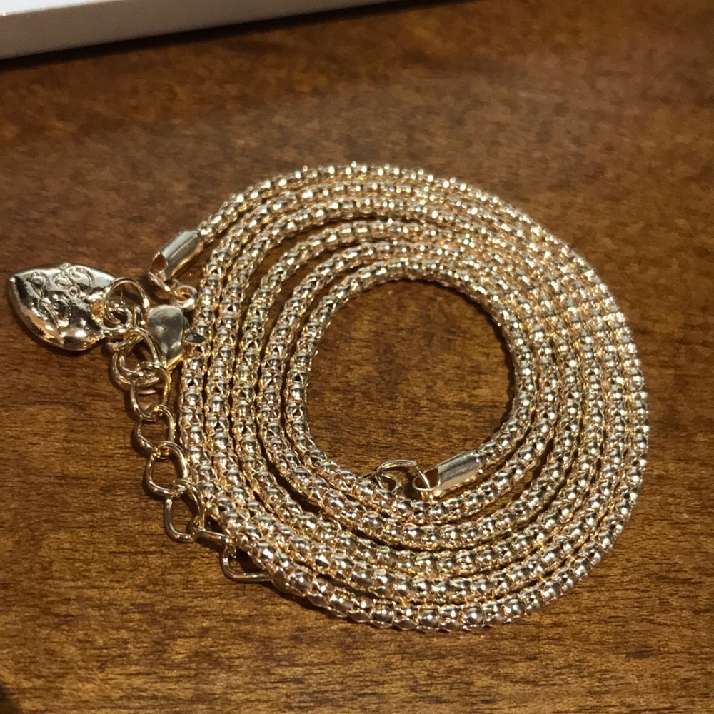 27 inches gold tone sweater necklace chain x3